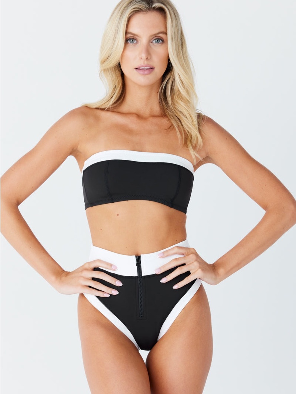 GIGI C EDDIE Bikini Set in Black and White Color Block NWT